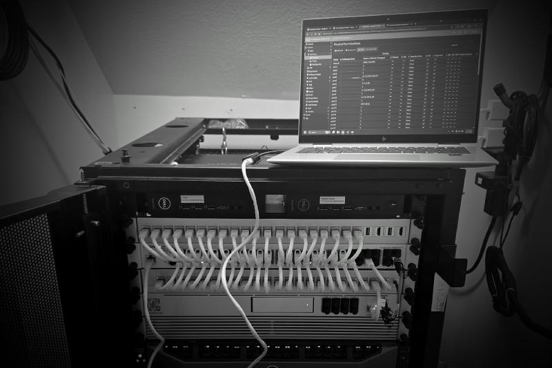 Home Lab Rack with SW-Laptop Connected to FortiSwitch MGMT Port