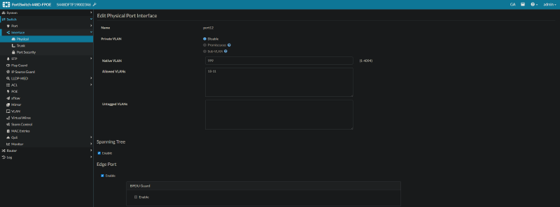 Switchport Blackhole VLAN