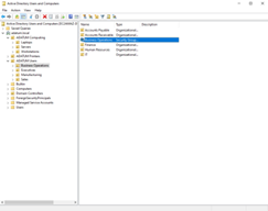 Organization Units Security Group Screenshot